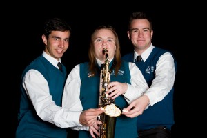 Larry, Michelle and Jamie finding a new use for an alto sax                     